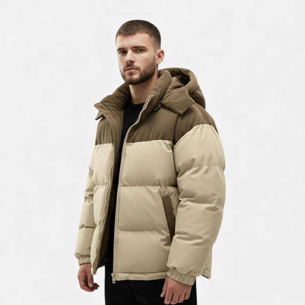 Herren Winterjacke Fleece-Futter Abnehmbare Kapuze Isoliert - Eveloria