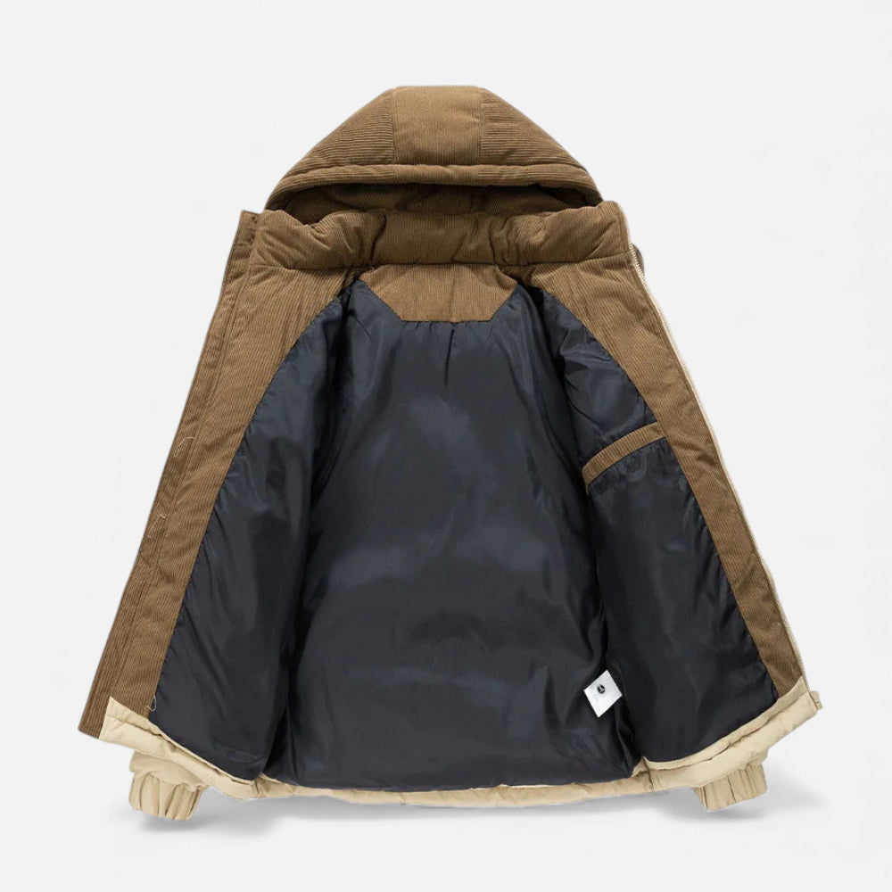 Herren Winterjacke Fleece-Futter Abnehmbare Kapuze Isoliert