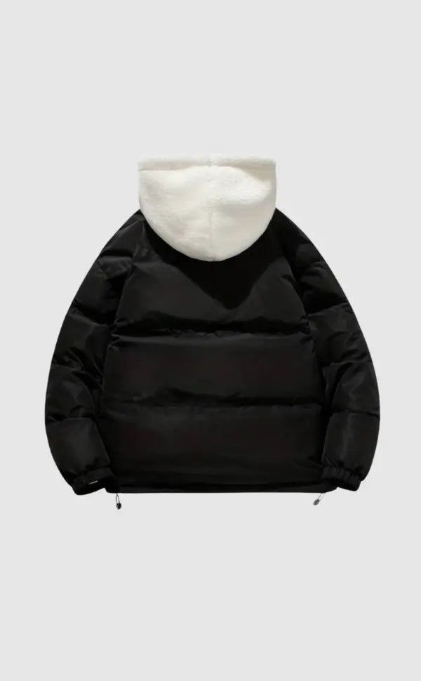 Herren Winterjacke Gepolstert Verstellbare Kapuze Schwarz - Eveloria
