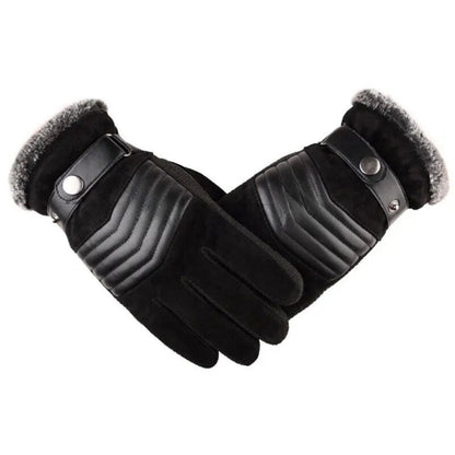 Herren Winterhandschuhe Fellgefüttert Touchscreen Schwarz - Eveloria