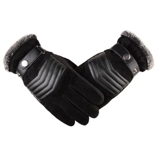 Herren Winterhandschuhe Fellgefüttert Touchscreen Schwarz - Eveloria