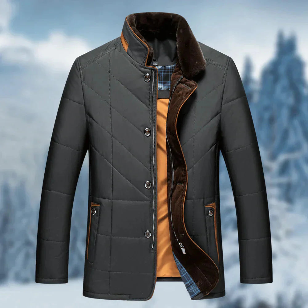 Winterjacke | Gefüttert | Reißverschluss | Daunenjacke | Herrenjacke-Schwarz-S-Chaps Herrenmode