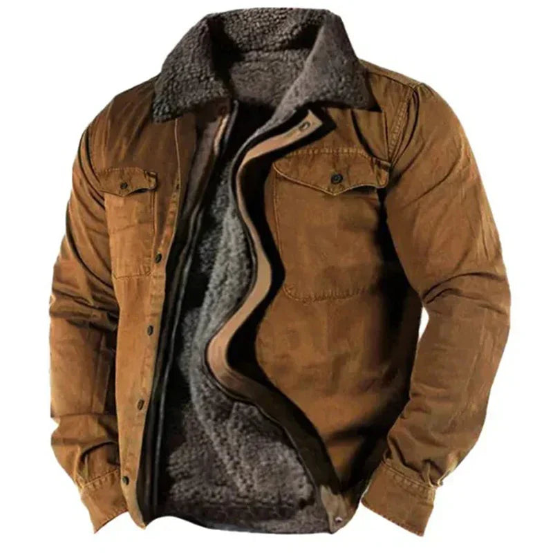 Herren Winterjacke Fleece Gefüttert Schwarz - Eveloria