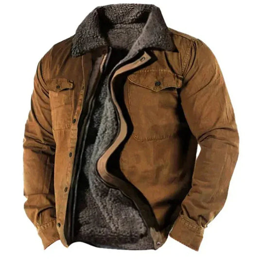 Herren Winterjacke Fleece Gefüttert Schwarz - Eveloria