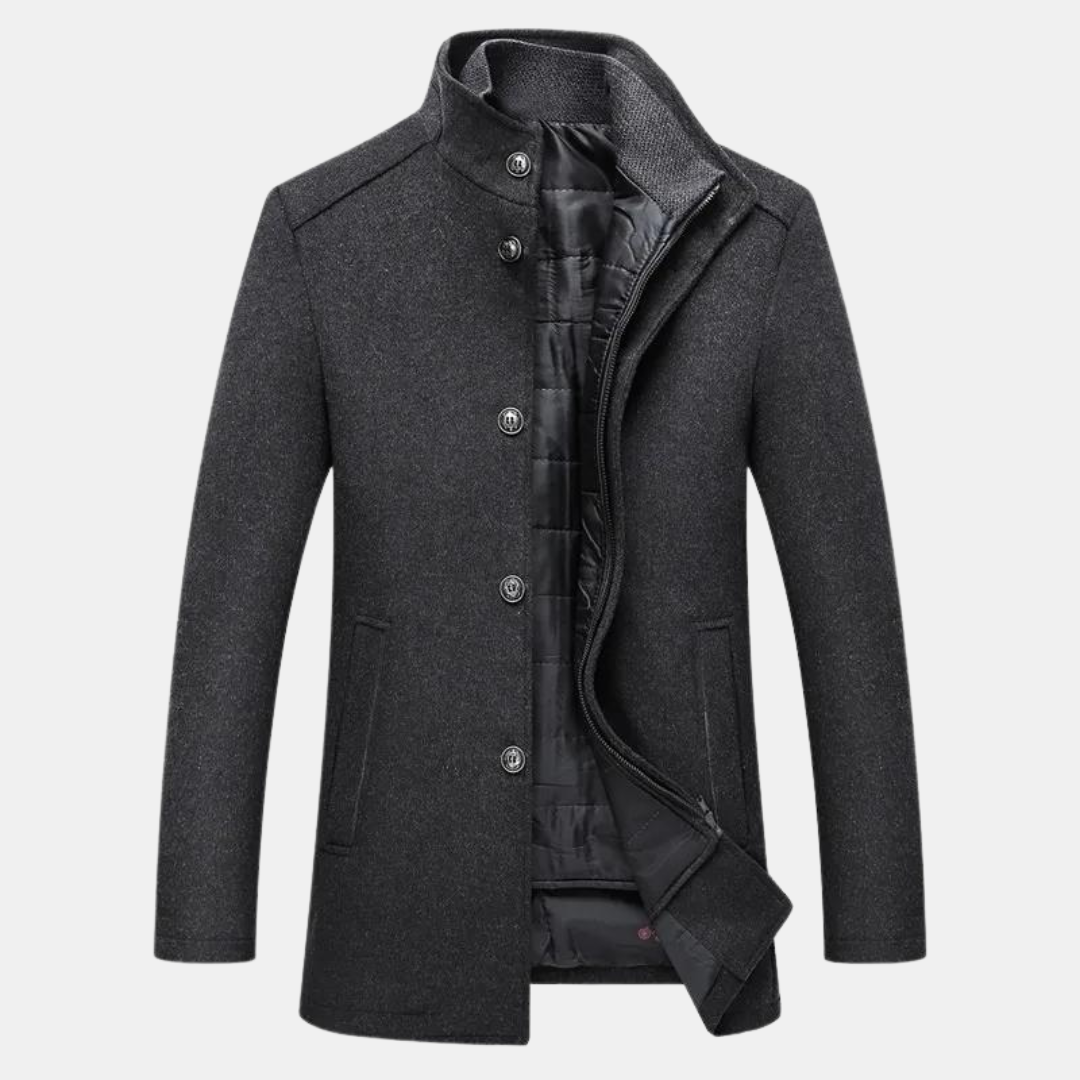 Winterjacke - Herren Steppjacke aus Wollgemisch mit Innenfutter-Grau-XS-Chaps Herrenmode