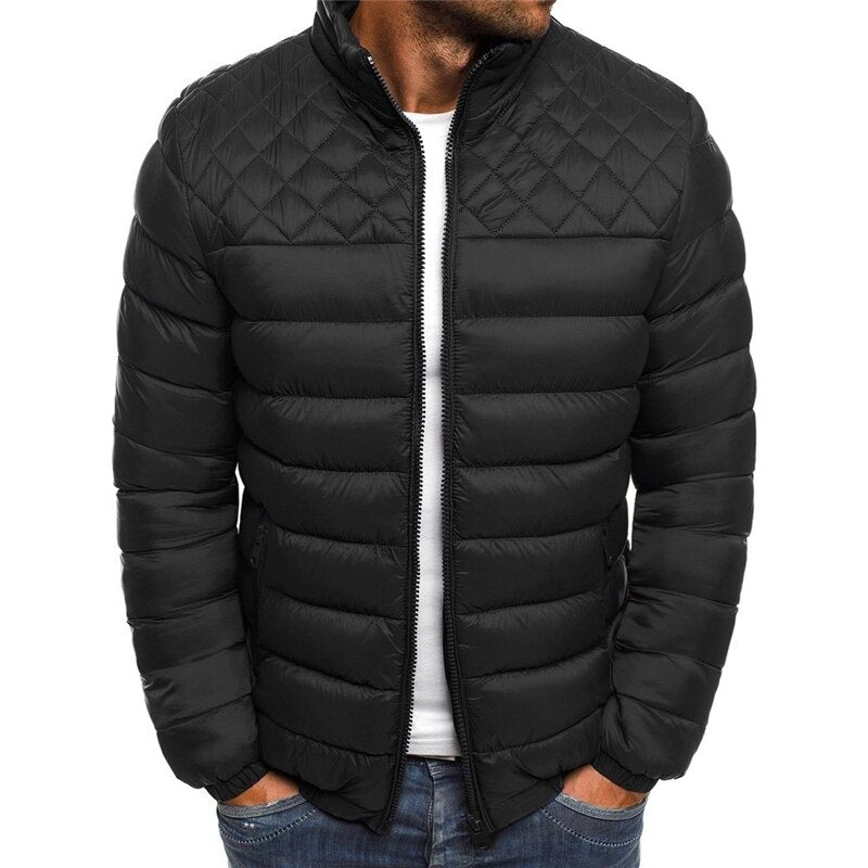 Herren Leichte Daunenjacke Reißverschluss Schwarz - Eveloria
