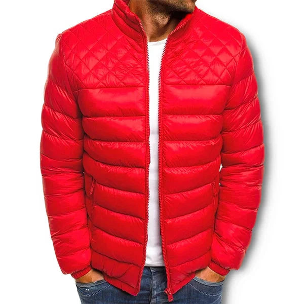 Winterjacke – Leichte Daunenjacke mit Reißverschluss für Herren-Rot-S-Chaps Herrenmode