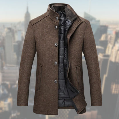 Herren Wollmantel Midlength Reißverschluss Winterjacke - Eveloria