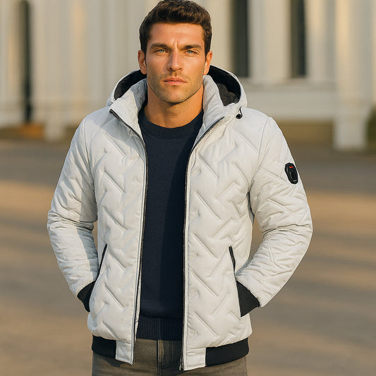 Herren Daunenjacke Reißverschluss Schwarz - Eveloria
