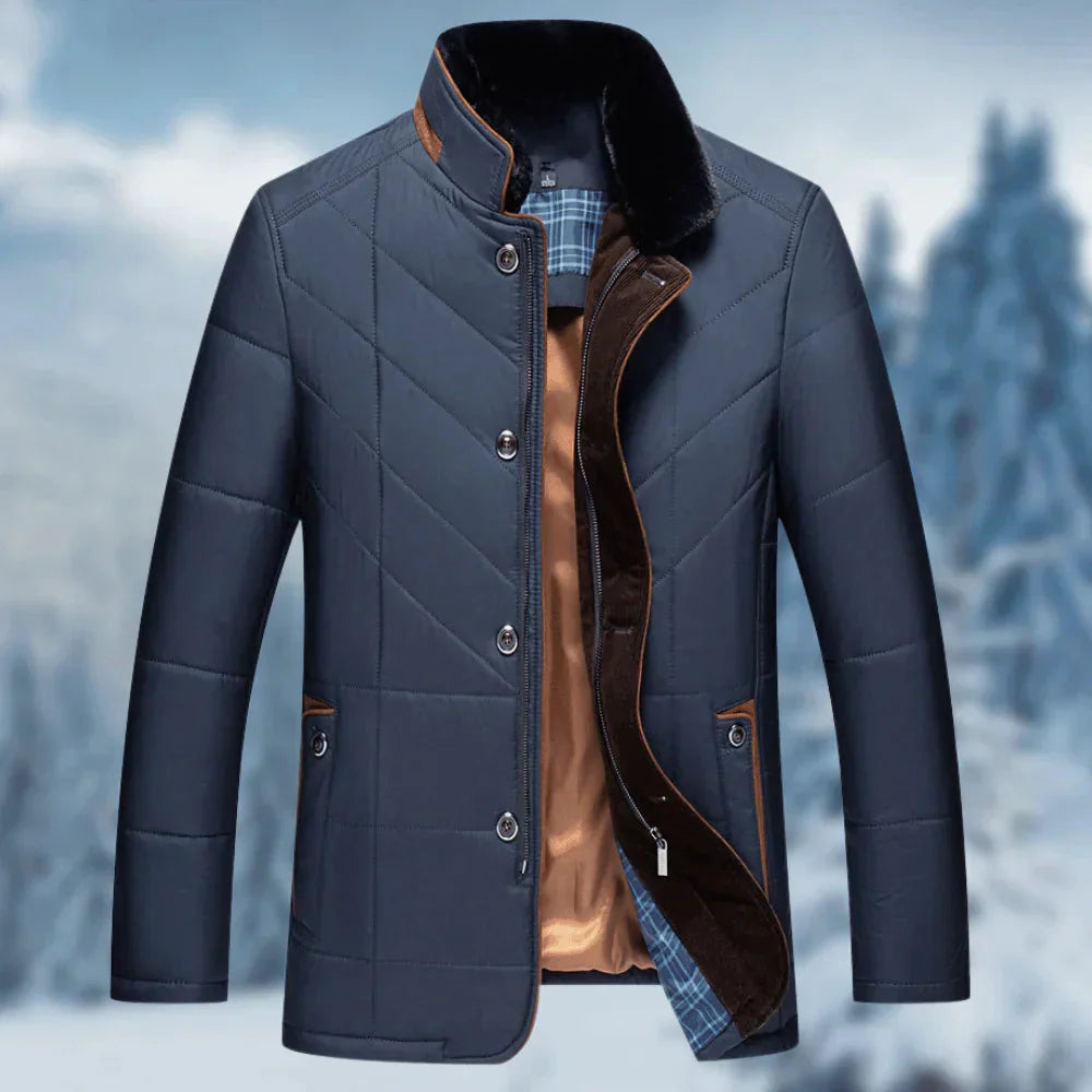 Herren Winterjacke Leichte Daunenjacke Stehkragen Schwarz - Eveloria