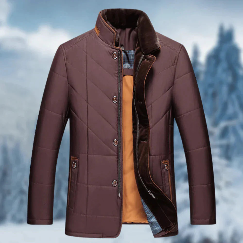 Winterjacke - Zip-Up - Stehkragen - Leichte Daunenjacke - Herren Wintermäntel Jacken-Rot-S-Chaps Herrenmode