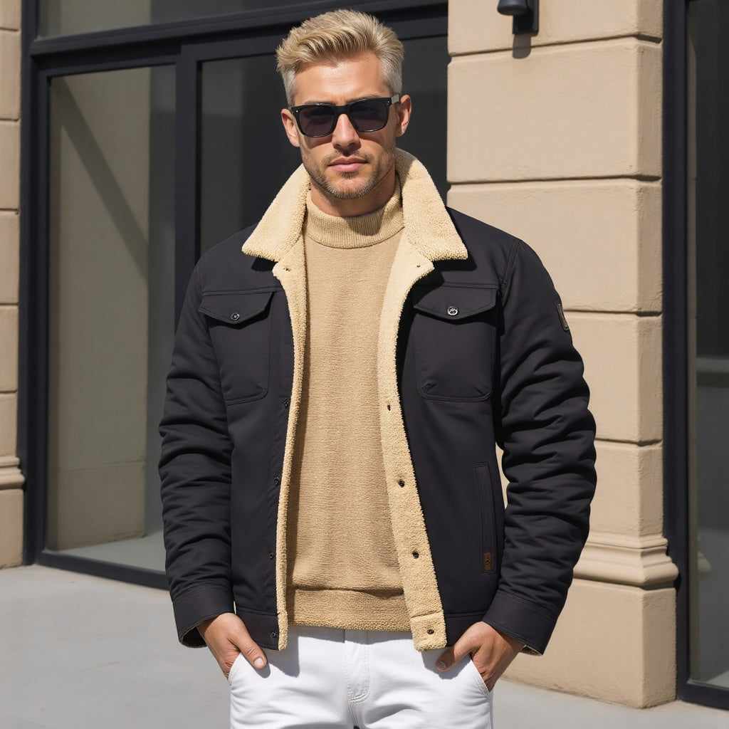 Winterjacke – kurz – mit Fleecefutter – Jacke mit Sherpa-Futter – Winterjacke für Männer-Chaps Herrenmode