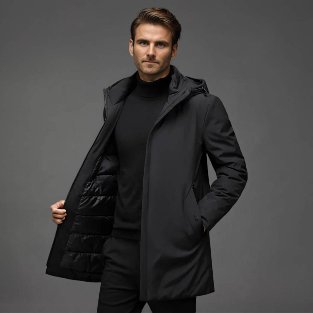 Winterjacke - wattiertes Futter - Kapuze - winddichte Jacke - Herrenmantel-Chaps Herrenmode