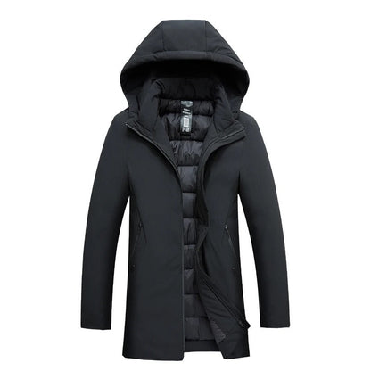 Winterjacke - wattiertes Futter - Kapuze - winddichte Jacke - Herrenmantel-Chaps Herrenmode