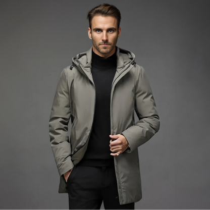 Herren Winterjacke Wattiert Kapuze Winddicht Schwarz - Eveloria