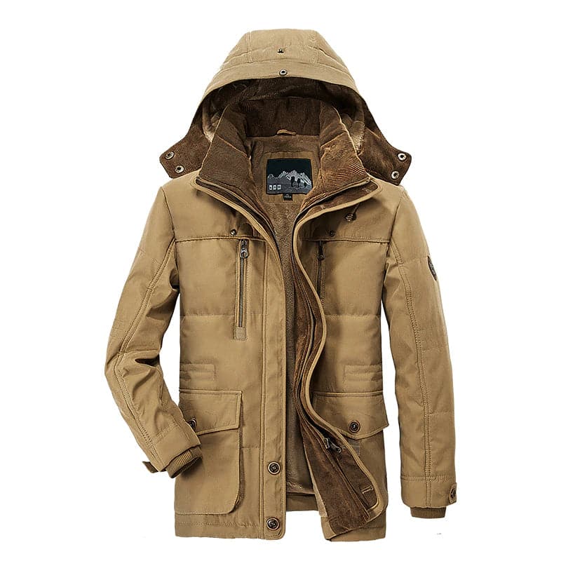 Herren Winterparka Fleece gefüttert Kapuze Schwarz - Eveloria