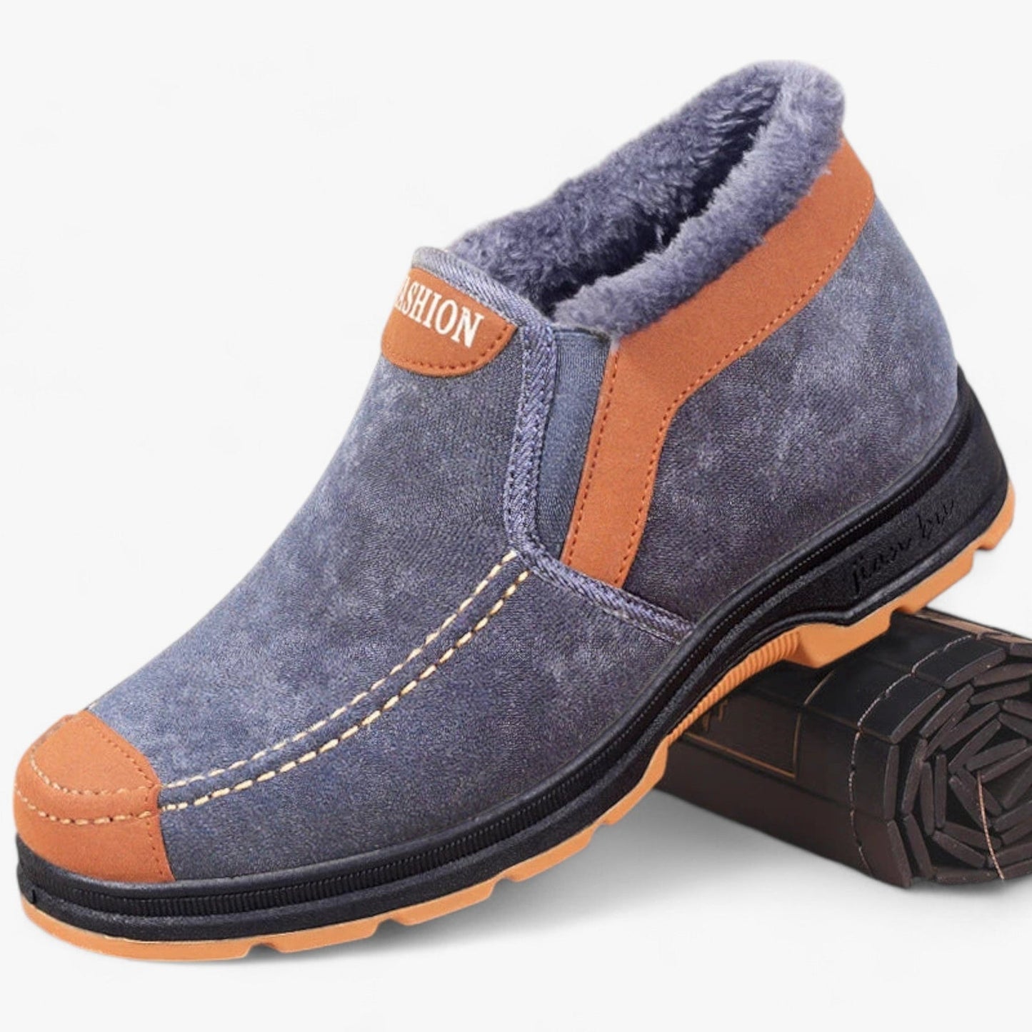 Herren Winterschuhe Fleece gefüttert Rutschfest Slip-On Schwarz - Eveloria