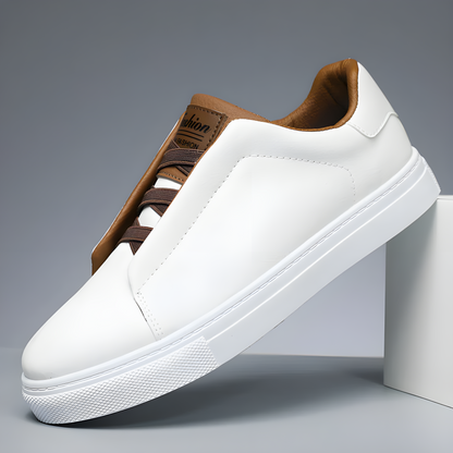 Hochwertiger Herrensneaker Leder Weiß