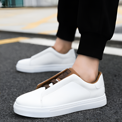 Hochwertiger Herrensneaker Leder Weiß