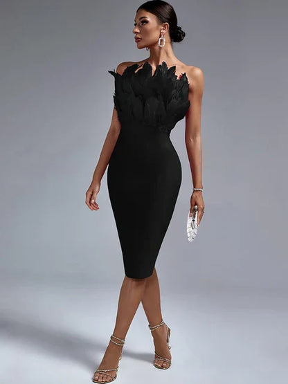 Eveloria Damen Jurk mit Federband Bandage Stil