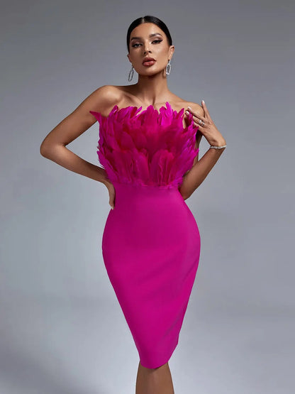 Eveloria Damen Jurk mit Federband Bandage Stil