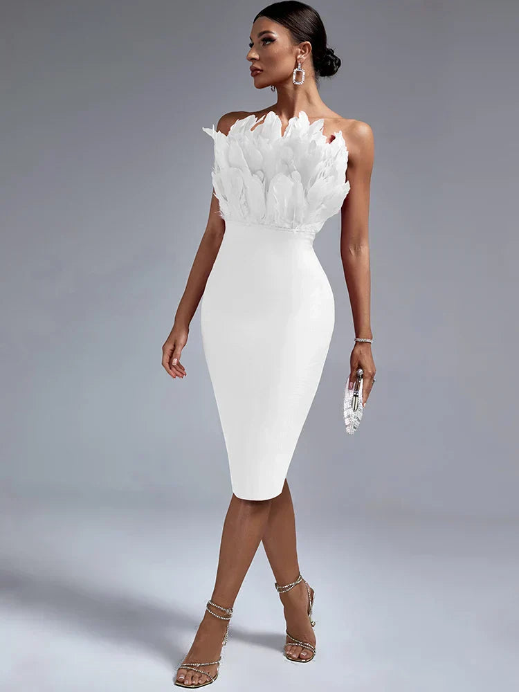 Eveloria Damen Jurk mit Federband Bandage Stil