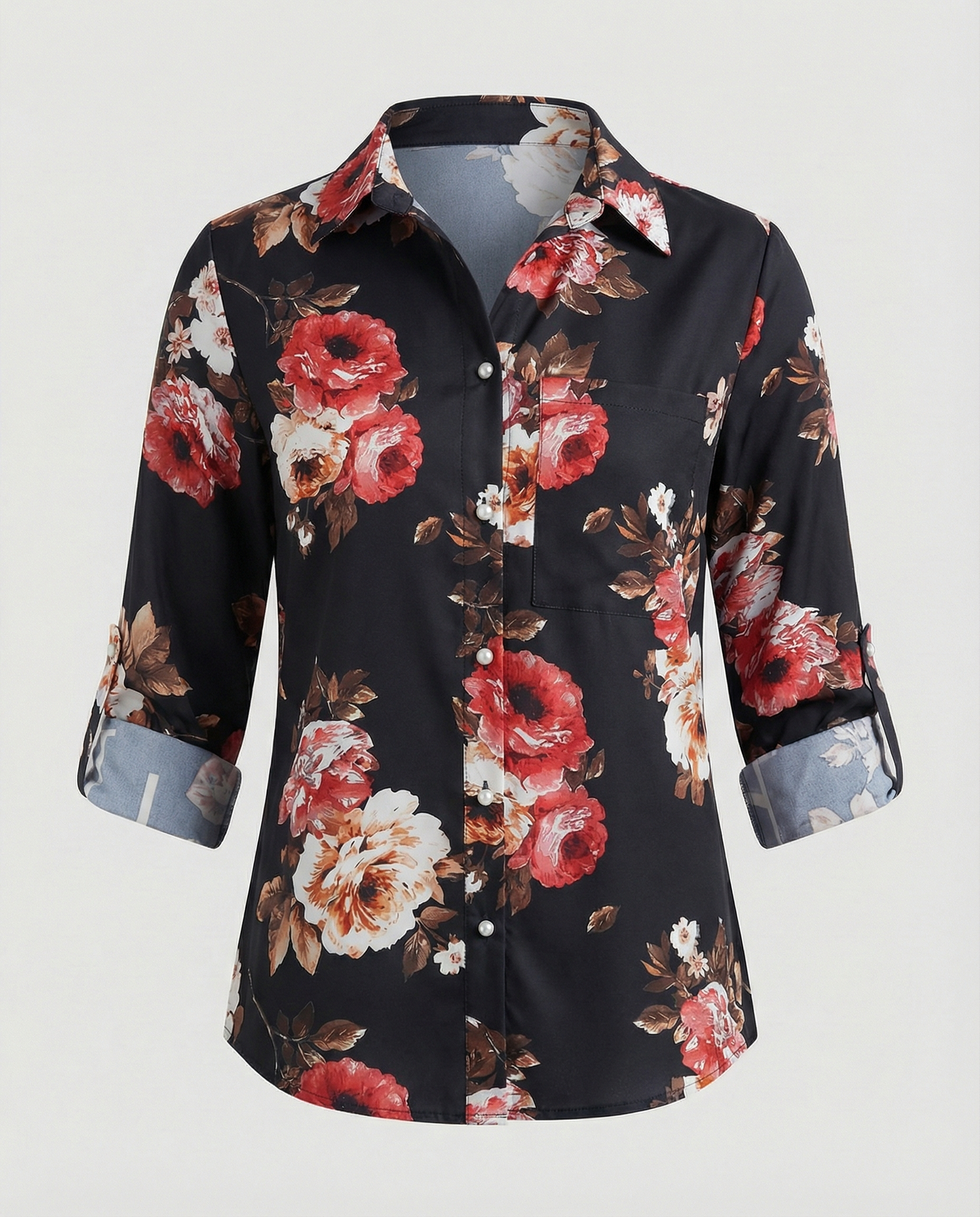 Eveloria Damen Bluse Umlegekragen