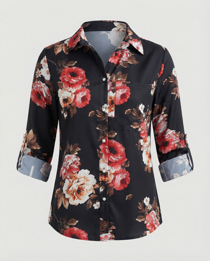 Eveloria Damen Bluse Umlegekragen