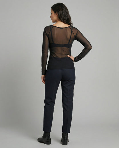 Eveloria Damen Langarmtop Transparentes Mesh