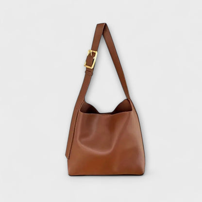Damen Schultertasche Klassisch Leder Schwarz - Eveloria