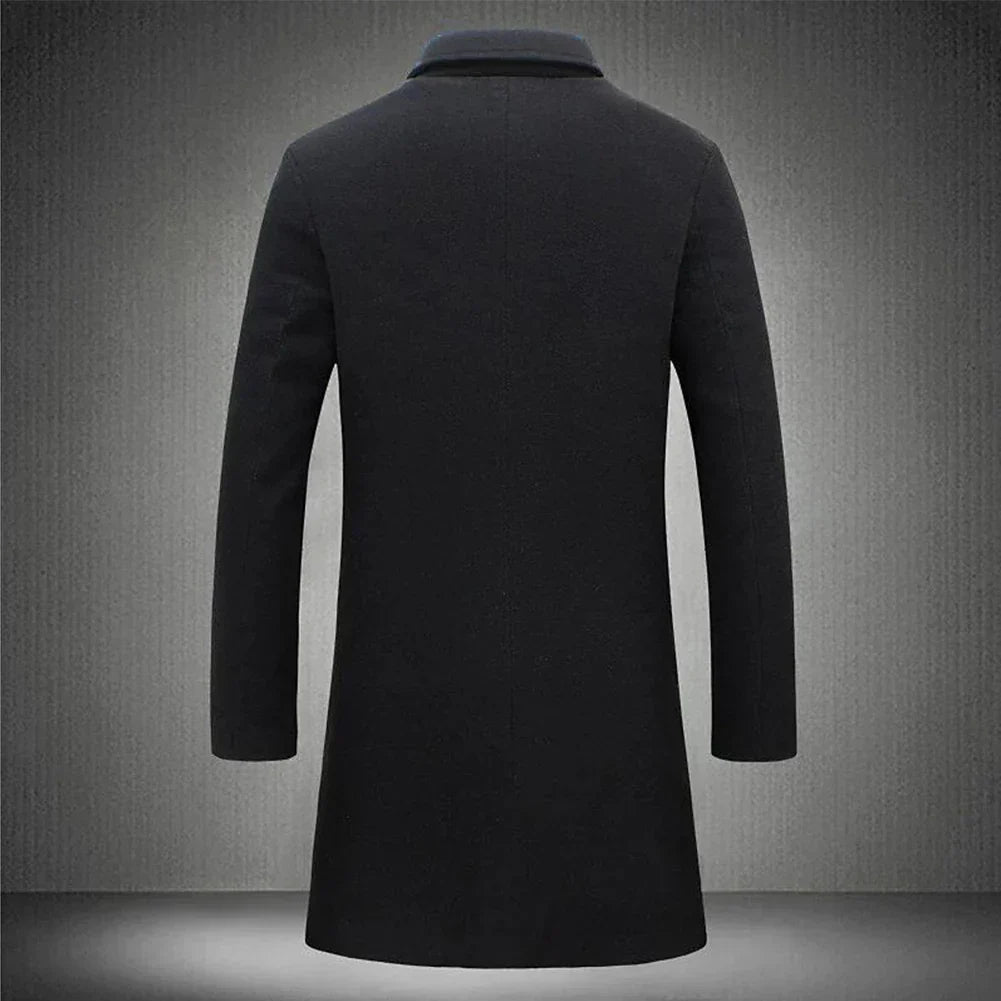 Woll-Trenchcoat | Formell | Einreihig | Winter-Trenchcoat | Herrenmäntel-Chaps Herrenmode