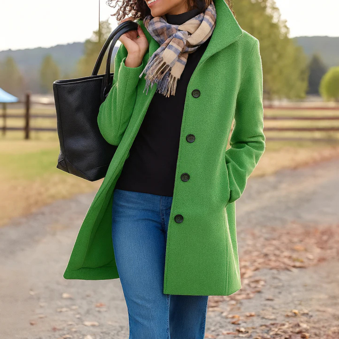 Damen Wolljacke Halblang Einreiher Überjacke