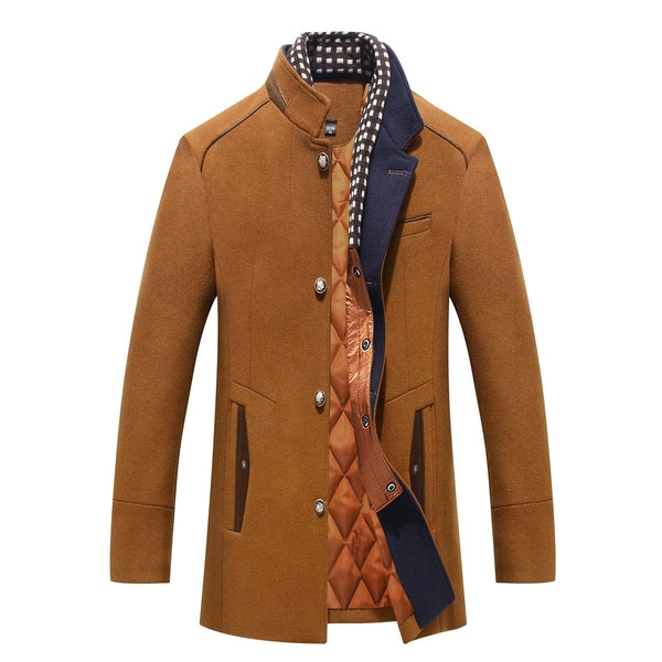 Herren Wolljacke Einreihig Sanding Kragen Schwarz - Eveloria