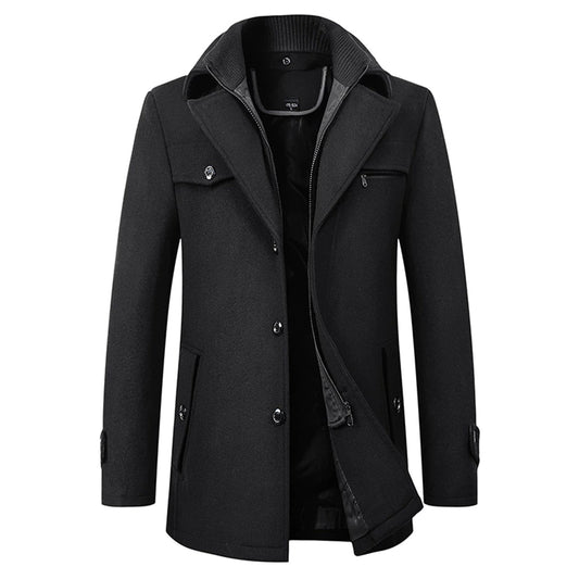 Herren Winter-Trenchcoat Jacke Mittellang Wollbeige - Eveloria