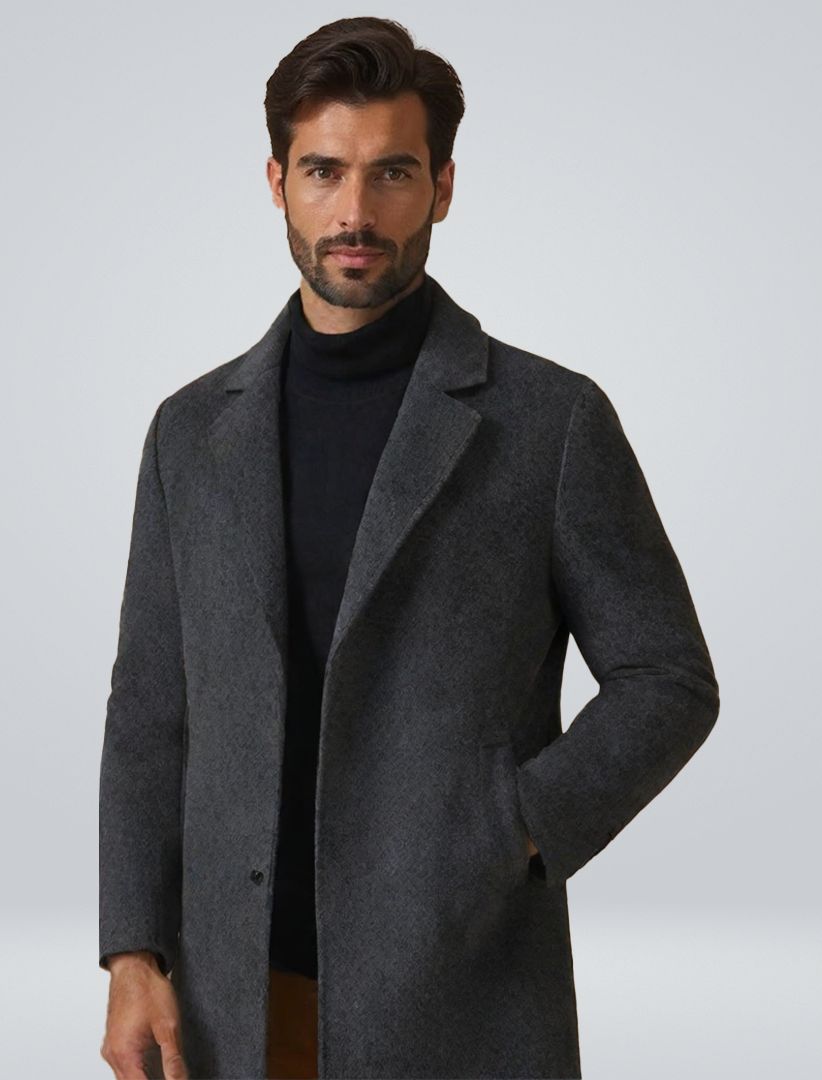 Herren Winter-Trenchcoat Wollmantel Einreihig - Eveloria