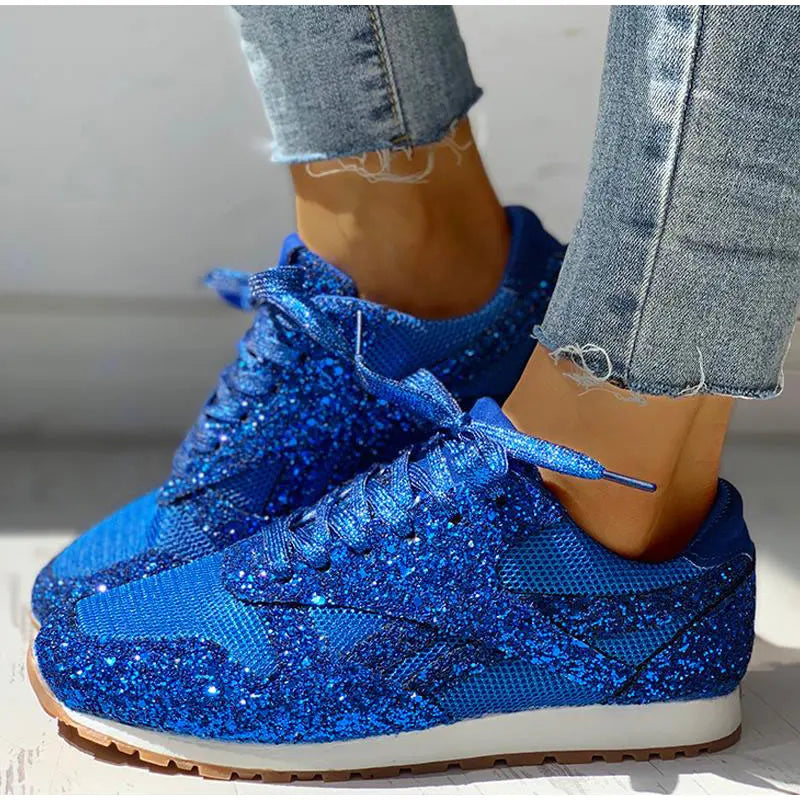 Damen Sportschuhe Pailletten Glitzer Schuhe