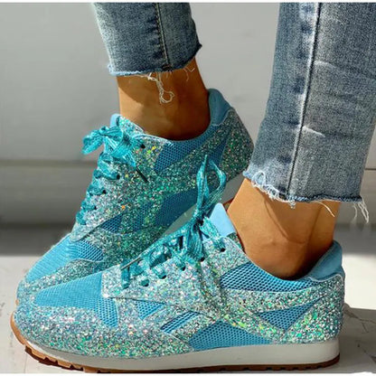 Damen Sportschuhe Pailletten Glitzer Schuhe