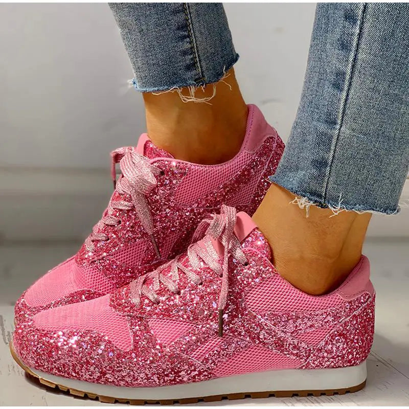 Damen Sportschuhe Pailletten Glitzer