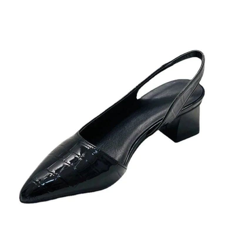 Damen Sling-Back Sandalen Blockabsatz Geschlossene Spitze