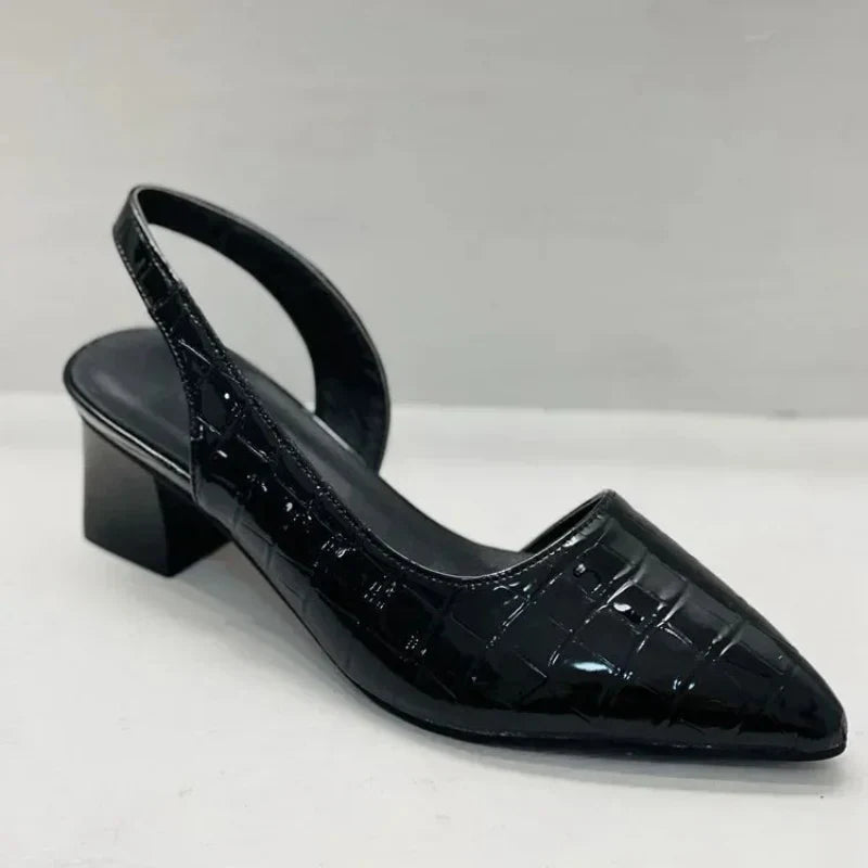 Damen Sling-Back Sandalen Blockabsatz Geschlossene Spitze