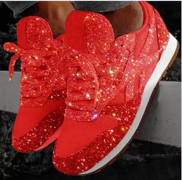 Damen Sneaker Glitzer Bequem