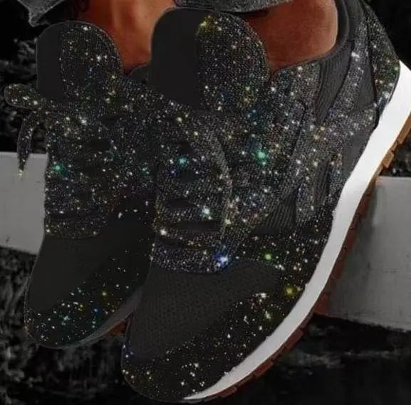 Damen Glitzer Sneaker Schnürverschluss - Eveloria