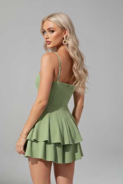 Damen Minikleid Spaghettiträger Ausgestellter Rock