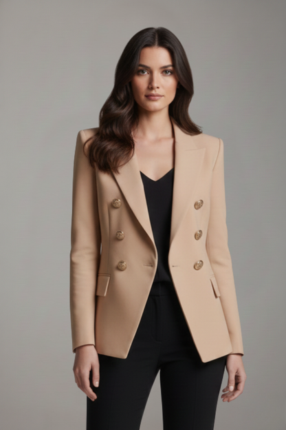 Damen Zweireihiger Blazer Goldenen Knöpfen