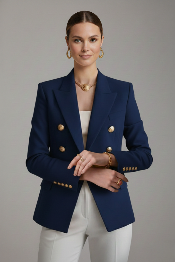 Damen Zweireihiger Blazer Goldenen Knöpfen