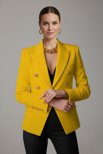 Damen Zweireihiger Blazer Goldenen Knöpfen