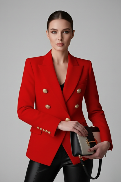 Damen Zweireihiger Blazer Goldenen Knöpfen