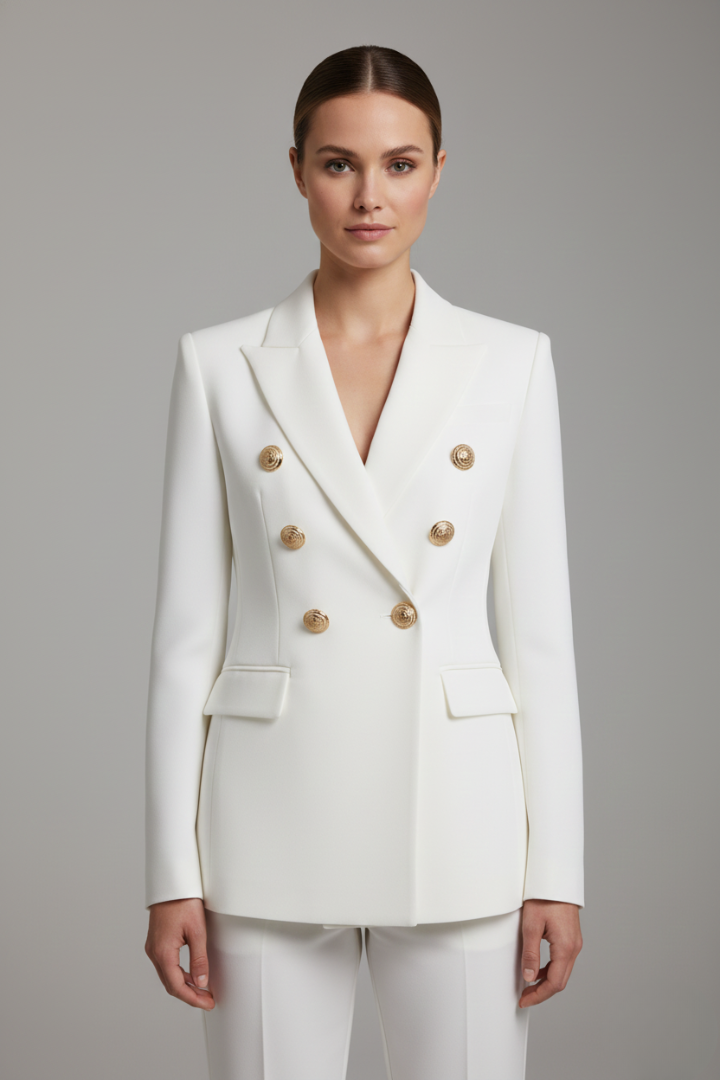 Damen Zweireihiger Blazer Goldenen Knöpfen