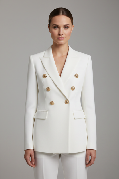 Damen Zweireihiger Blazer Goldenen Knöpfen