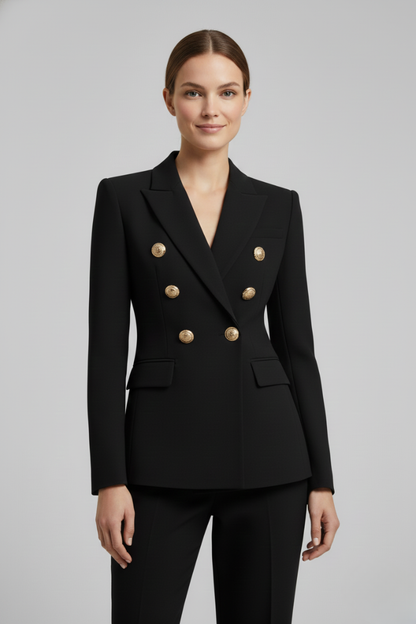 Damen Zweireihiger Blazer Goldenen Knöpfen
